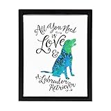 designovation Sylvie All You Need Is Love and A Labrador Retriever水彩プリント犬アート額入りキャンバス 11x14 ブラック 2101