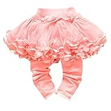 Kacakid スカッツ レギンス 女の子 ガールズ キッズ チュチュスカート チュールレース コットン タイツ リボン付き ふわふわ お姫さん 光沢 ゴム紐 ゴムバンド レース襟 ピンク 90