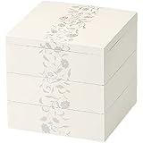 J-kitchens お重箱 アールデコ 5.5寸三段重箱 ホワイト （1本) 16.5cm 日本製
