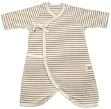 オーガニックコットン フライスボーダー コンビ肌着 50cm ブラウン MIO11041 日本製
