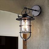 CGJDZMD 壁Sconce創造的な田舎の廊下透明なガラスのランプシェードの寝室のウォールライト居間、ダイニングルーム、ベッドルームのシングルヘッドウォールのランタン