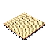 ウッドパネル ウッドタイル ウッドデッキ 人工木 27枚セット 樹脂 ベランダタイル ジョイントパネル 木製タイル (タイプB・ナチュラル)