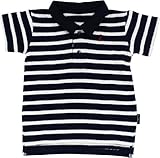 Anna Nicola(アンナニコラ) ベビー用半袖ポロシャツ ボーダー柄 (80cm, ネイビー×オフホワイト)