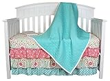 Gia Aqua Quilted Coverlet 4-in-1 Baby Girl Crib Bedding Set by The Peanut Shell by The Peanut Shell
