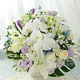 BunBunBee 旬のおまかせアレンジLL「ホワイト＆ブルー～オーキッド～」