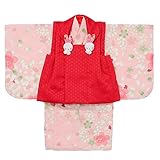 女の子ベビー被布着物セット 1才 桜 ピンク
