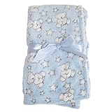 (スナグル・ベビー) Snuggle Baby 赤ちゃん・ベビー用 テディーベアとスター ベビーブランケット 毛布 ショール (100 × 75 cm) (ベビーブル/ホワイト)