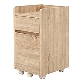 チェスト サイドチェスト 収納チェスト 鍵付き 木製 引出し キャスター付 オーク