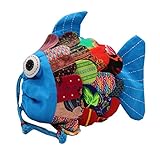 魚のスタイルハンドメイドショルダーバッグ、スクールバッグ、女性のための女の子の女性、青