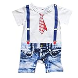 （ワボーズ） Waboatsベビー 夏の半袖カバーオール ネクタイ柄のロンパス 夏の服装 フォーマル 赤ちゃん 楽ちん 柔らか カバーオール ホワイト 90