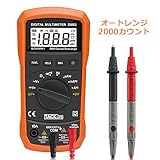 Tacklife DM03 デジタルマルチメーター オートレンジ 電流・電圧・抵抗・ダイオード・周波数・導通テスター 大型LCD表示 バックライト付き デジタルテスター