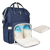 PomeloBest マザーズバッグ ママバッグ リュック 人気 大容量 多機能 ママ旅行バッグ ベビー用品収納 ベビーカー用 保温機能ポケット ハンドバッグ 出産祝い ブルー
