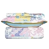 Dor Extreme Great Quality 3 Piece Quilt Set in Pastel Yellow, Pink, White, and Blue Floral 6 Differe