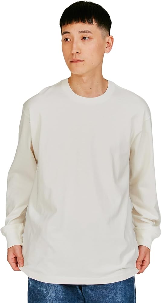 Hanes Tシャツ 長袖綿100% 丸胴仕様 タグレス仕様 1P T-SHIRTS SHIRO クルーネックロングスリーブTシャツ アンダーウェア HM4-A201-010-XXLメンズ