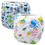 StoreofbabyJP　ベビー＆子供用　水着 スイムパンツ　赤ちゃん　再利用可能 防水 スイム布 水遊び　男女兼用　サイズ調整可能　オムツカバー スイミング　両点セット