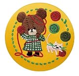 【11.ジャッキーとねこ(毛糸)】くまのがっこう 刺繍缶バッジ ※缶バッジのみ
