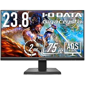 IODATA ゲーミングモニター 23.8インチ FHD 1080p GigaCrysta 75Hz 2ms ADSパネル (PS5/AMD FreeSync/HDMI×2/DisplayPort/スピーカー付/3年保証/土日サポート) EX-LDGC241SDB