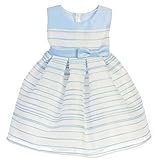 Sweet Kidsベビーガールズライトブルーストライプ織サテンEasterドレス18 M