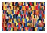 Abstract Triangle Pet Mats for Food and Water by Lunarable, Funky Bohemian African Art Pastel Retro 