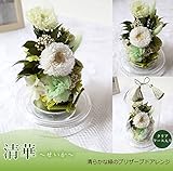お供え プリザーブドフラワー ケース入り L 清華 紫花 日時指定無料 お盆　お悔やみ 命日 お彼岸 法事 (清華～せいか～(緑系))