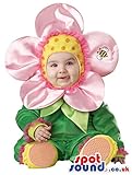ビーと非常にかわいいピンクの花のベビーサイズのコスチューム