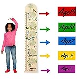 Kids壁木製Growth高さchart- Hangingの定規children-から簡単に移動、折りたたみ式、保育園デカールhappybaby-happyyou with Picture Frame