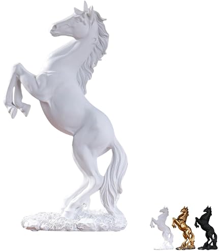 Amazon.co.jp: The Ancient Home 跳ね馬像 動物 ホワイト 接着 大理石