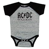 AC/DC - BACK IN BLACK BASEBALL BABY ONESIE エーシー・ディーシー オフィシャル バンドTシャツ ベビー服 ロンパース