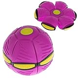 NdjK Flying UFOフラットThrow DiscボールソフトキッズアウトドアゲームLEDライト付き(ローズレッド)