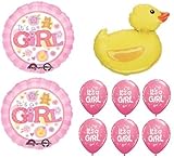 loonballoon DuckゴムピンクIt 's A Girl ( 9 )ベビーシャワーパーティーマイラー&ラテックスバルーンセットB