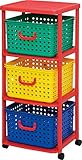 和泉化成 収納バスケット 子供部屋 キッズ キューブバスケットラック3型キャスター付 (44×40×高103cm)