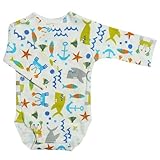 【未熟児】【低出生体重児】【早産児】【NICU】用　ベビー服：　長袖ロンパース シーライフ (1400-2700g)