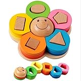 Hostar お花の型はめパズル 木製 子供に人気な知育おもちゃ 形合わせ 積み木 12ヶ月~幼児 幾何学 木のおもちゃ by Hostar [並行輸入品]