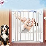 非常に広いと背の高い赤ちゃんのゲート圧力は、階段のドアウェイのための調整可能な子犬のペットプレイペンを搭載ホワイトアイアン屋内安全ゲート (サイズ さいず : 76-86cm)