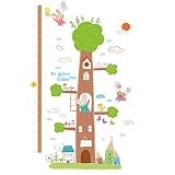Winhappyhome動物ツリーKids高さ測定成長チャート壁アートステッカーリムーバブル装飾デカール用寝室リビングルーム子供部屋TV背景