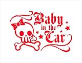 リボン スケルトン Baby in car 赤 カッティングステッカー ウォールステッカー