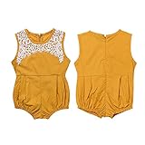 asiproper ベビー服 ロンパース 女の子 ジャンプスーツ 袖なし　新生児 綿１００％　赤ちゃん　黄色　超柔軟