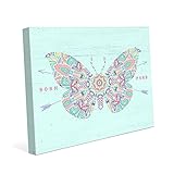 Born Free – ミント:ボヘミアンボーホーバタフライHippy Free Spirit正Uplifting Saying Quote inブルーグリーンピンクパープル壁アートプリント 8x10