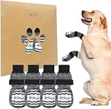 BINGPET 犬 靴下 犬用靴下 滑り止め ４個セット 肉球保護 犬の靴下 柔らかい 脱げない ペットソックス マジックテープ付き 防寒 転倒防止 室内 屋内用 通気性 伸縮性 介護 老犬 サポート 舐め防止 抜けにくい かわいい おしゃれ 小型犬 中型犬 大型犬 (XL, オレンジ)