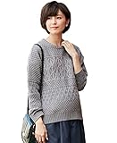 Angeliebe エンジェリーベ マタニティ ウォッシャブル ケーブル ドロップショルダー ニット 妊婦服 産前 産後 長袖 セーター フリー 杢 グレー
