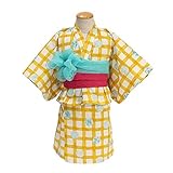 （アンパサンド）AMPERSAND チェックとドット柄Girl's浴衣 110 イエロー