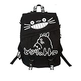 Totoro Smiling Black Backpack with White Lettering 16" School Backpack [並行輸入品]