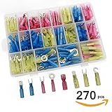 Bestgle 270Pcs Heat Shrink Electrical Insulated Crimp Marine Automotive Wire Connectors Kit Waterpro