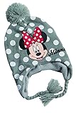 ミニーマウス（Minnie Mouse)オフィシャル冬用フリース耳フラップニット帽ビーニー（0～2歳）、グレー  - ディズニーオフィシャルグッズ