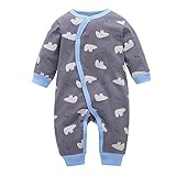 (プタス)Putars ベビー服 子供服 ロンパース 男の子 総柄 白熊 パジャマ 新生児 歩行服 出産お祝い 記念日 プレゼント 0-18ヶ月