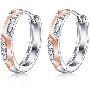 S.White ピアス レディース 人気 ツートンカラー 最高級ジルコニア ピアス リング 「幸運を招く」 フープピアス…