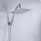 Wellbeingjp　シャワーヘッド セット ステンレス オーバーヘッド シャワー 降雨 レインフォール 正方形 節水 高水圧 超薄型 レインフォレスト体験 シャワーヘッド ホース　セット　ホース1
