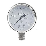 uxcell 空気圧縮機圧力計 金属 ラウンドダイヤル コンパクトサイズ シルバートーン ブラックカラー