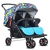 Homehalo 二人乗りベビーカー　可愛いベビーバギー 折りたたみ　軽い2人乗りベビーカー　通気性良い　買い物かご付き 対象 新生児～３６ヶ月 (ファンタジーブルー)