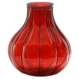 不二貿易 フラワーベース スペイン製 ガラス高さ38cm レッド 23342